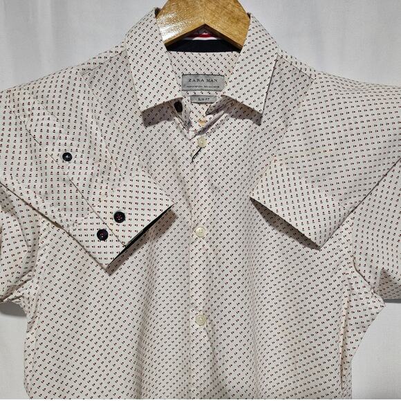 ZARA MAN PRINT EDITION SLIM FIT BUTTON-UP SHIRT WHITE SIZE SMALL NWT - Picture 3 of 12